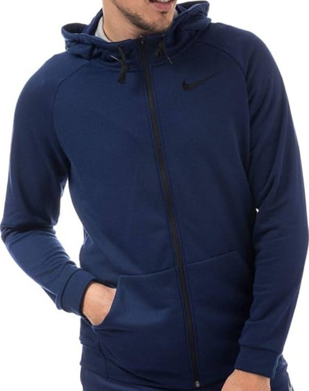 Nike Dri Fit Training Zip Up Hoodie Jacket Pockets Outdoor Athletic Blue Large